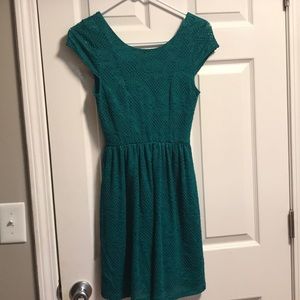 Emerald green dress.